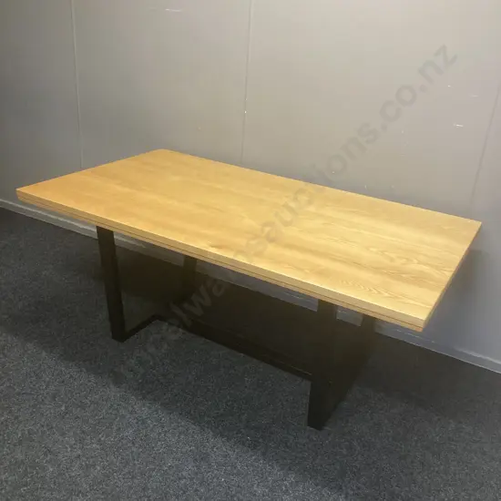 Sorinmobler Dining / Meeting Table, Made In NZ, American Oak, Heavy Black Steel Base. H76 W180 D105cm